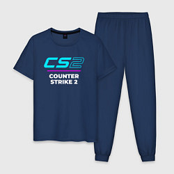 Мужская пижама Символ Counter Strike 2 в неоновых цветах