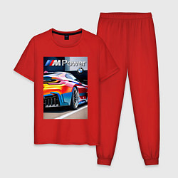 Пижама хлопковая мужская BMW M Power - motorsport, цвет: красный