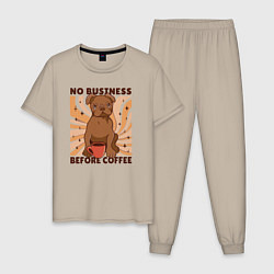 Мужская пижама No business before coffee