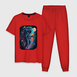 Пижама хлопковая мужская В поисках новых миров, цвет: красный