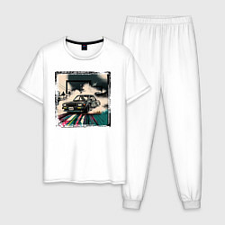 Пижама хлопковая мужская JDM дрифт, цвет: белый