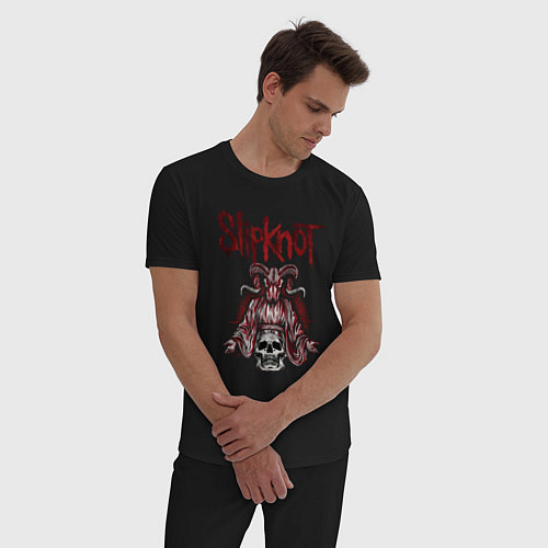 Мужская пижама Slipknot рогатый череп / Черный – фото 3