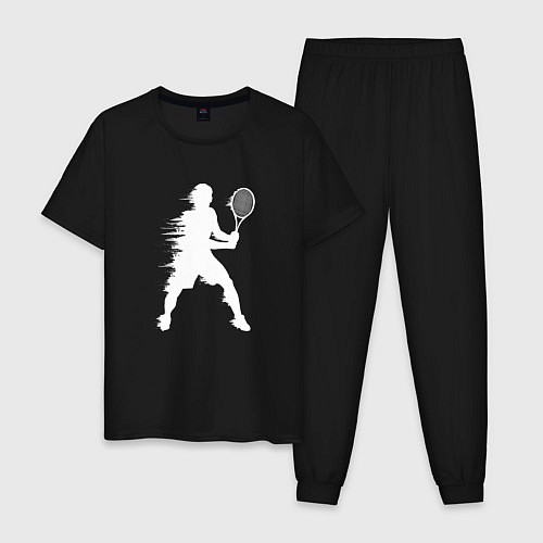 Мужская пижама Белый силуэт теннисиста / Черный – фото 1
