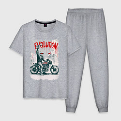 Пижама хлопковая мужская Evolution - motorcycle, цвет: меланж