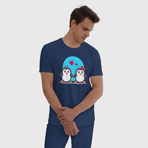 Мужская пижама Penguins love / Тёмно-синий – фото 3