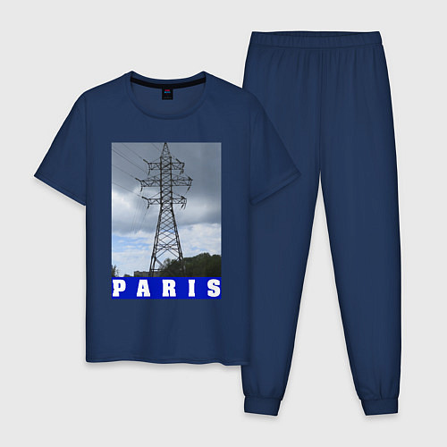 Мужская пижама Париж Эйфелева башня / Тёмно-синий – фото 1