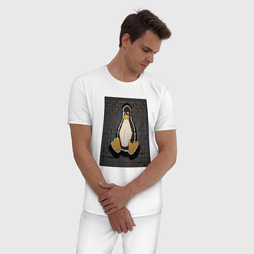 Мужская пижама Linux Tux cubed / Белый – фото 3