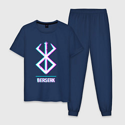 Пижама хлопковая мужская Символ Berserk в стиле glitch, цвет: тёмно-синий