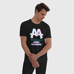 Пижама хлопковая мужская Asking Alexandria glitch rock, цвет: черный — фото 2