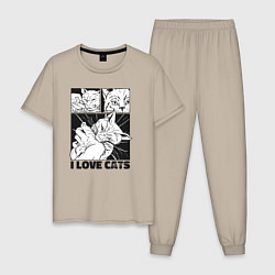 Мужская пижама I love cats comic