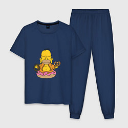 Пижама хлопковая мужская Буддизм Симпсон, цвет: тёмно-синий
