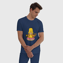 Пижама хлопковая мужская Буддизм Симпсон, цвет: тёмно-синий — фото 2