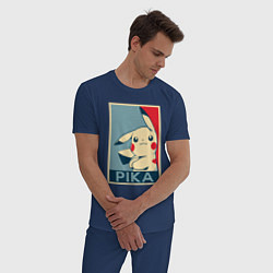 Пижама хлопковая мужская Pika obey, цвет: тёмно-синий — фото 2
