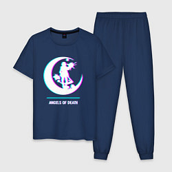 Пижама хлопковая мужская Символ Angels of Death в стиле glitch, цвет: тёмно-синий