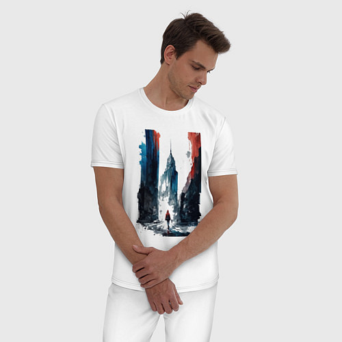 Мужская пижама Ощущение Москвы - коллекция Бело-сине-красный - Ху / Белый – фото 3