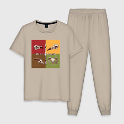 Пижама хлопковая мужская Черепа животных, цвет: миндальный