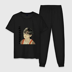 Пижама хлопковая мужская Тэхен и Чонгук, цвет: черный