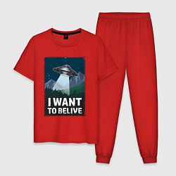 Пижама хлопковая мужская Believe, цвет: красный
