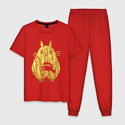 Пижама хлопковая мужская Тоторо в лесу, цвет: красный