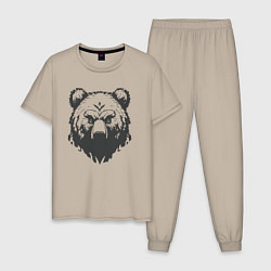 Пижама хлопковая мужская Бурый медведь, цвет: миндальный