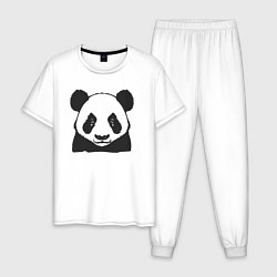 Пижама хлопковая мужская Панда китайский медведь, цвет: белый