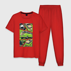 Пижама хлопковая мужская Volkswagen Type 2 V1, цвет: красный