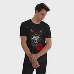 Пижама хлопковая мужская Призрачный волк, цвет: черный — фото 2