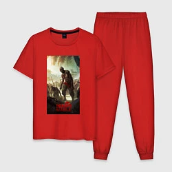 Пижама хлопковая мужская Dead island 2, цвет: красный