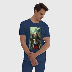 Пижама хлопковая мужская Девушка зомби, цвет: тёмно-синий — фото 2