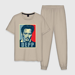 Пижама хлопковая мужская Depp, цвет: миндальный