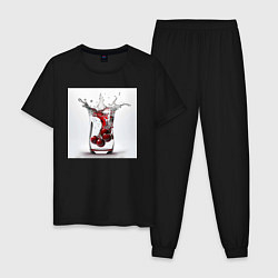 Пижама хлопковая мужская Вишневый коктейль, цвет: черный