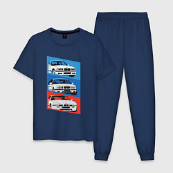 Пижама хлопковая мужская BMW cars, цвет: тёмно-синий