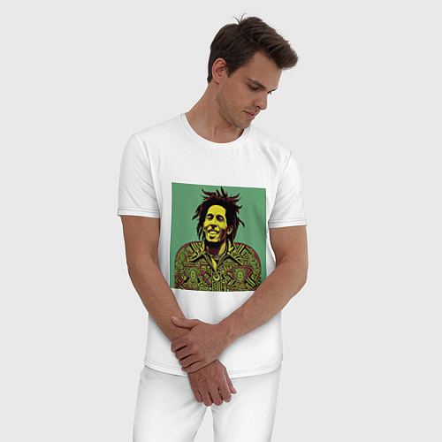 Мужская пижама Боб Марли 2D граффити эффект / Белый – фото 3