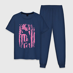 Пижама хлопковая мужская Pink USA volleyball, цвет: тёмно-синий