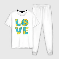Пижама хлопковая мужская Volleyball love, цвет: белый