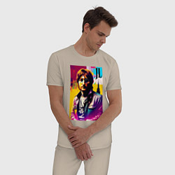 Пижама хлопковая мужская John Lennon - world legend, цвет: миндальный — фото 2