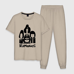 Пижама хлопковая мужская Ramones панк рок группа, цвет: миндальный