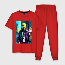 Пижама хлопковая мужская Крутой чувак Барт Симпсон, цвет: красный