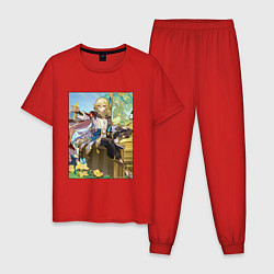 Пижама хлопковая мужская Кавех Геншин импакт, цвет: красный
