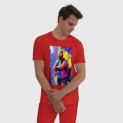 Пижама хлопковая мужская Homer Simpson - city fantasy, цвет: красный — фото 2