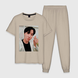 Пижама хлопковая мужская BTS -J-hope-, цвет: миндальный
