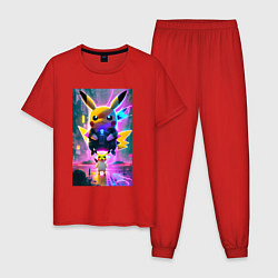 Пижама хлопковая мужская Stand of Pikachu - city fantasy, цвет: красный