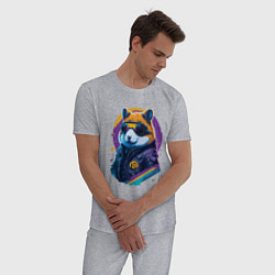 Пижама хлопковая мужская Крипто хомяк, цвет: меланж — фото 2