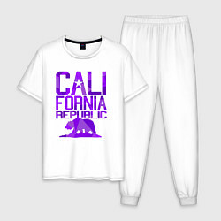 Пижама хлопковая мужская Штат Калифорния, цвет: белый