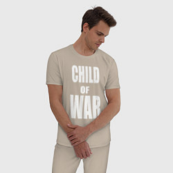 Пижама хлопковая мужская Child of war, цвет: миндальный — фото 2