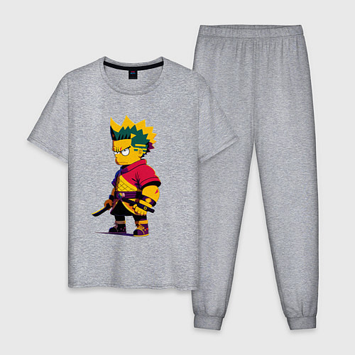 Мужская пижама Bart Simpson samurai - neural network / Меланж – фото 1
