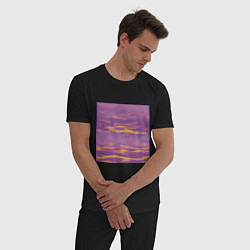 Пижама хлопковая мужская Сиреневое море, цвет: черный — фото 2