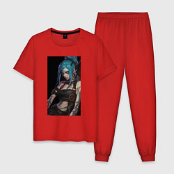 Пижама хлопковая мужская Arcane League Of Legends JINX, цвет: красный