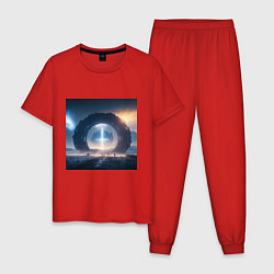Пижама хлопковая мужская Ледяной портал, цвет: красный