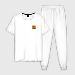 Пижама хлопковая мужская ФК Барселона эмблема, цвет: белый